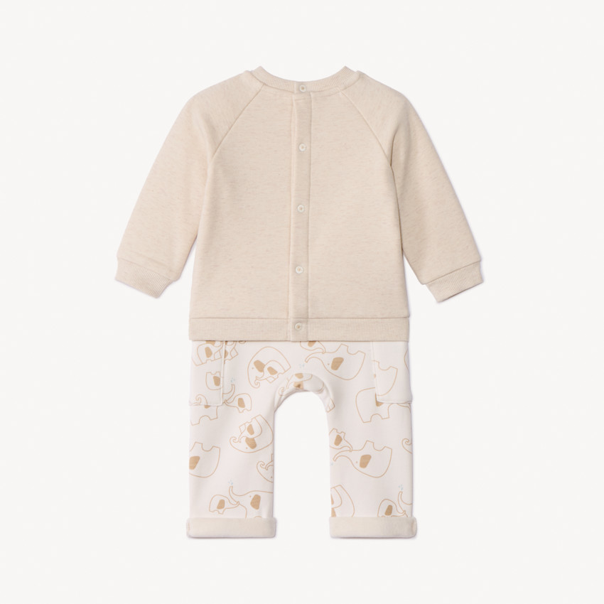 Conjunto de 2 piezas en felpa con estampado de elefantes para bebé 