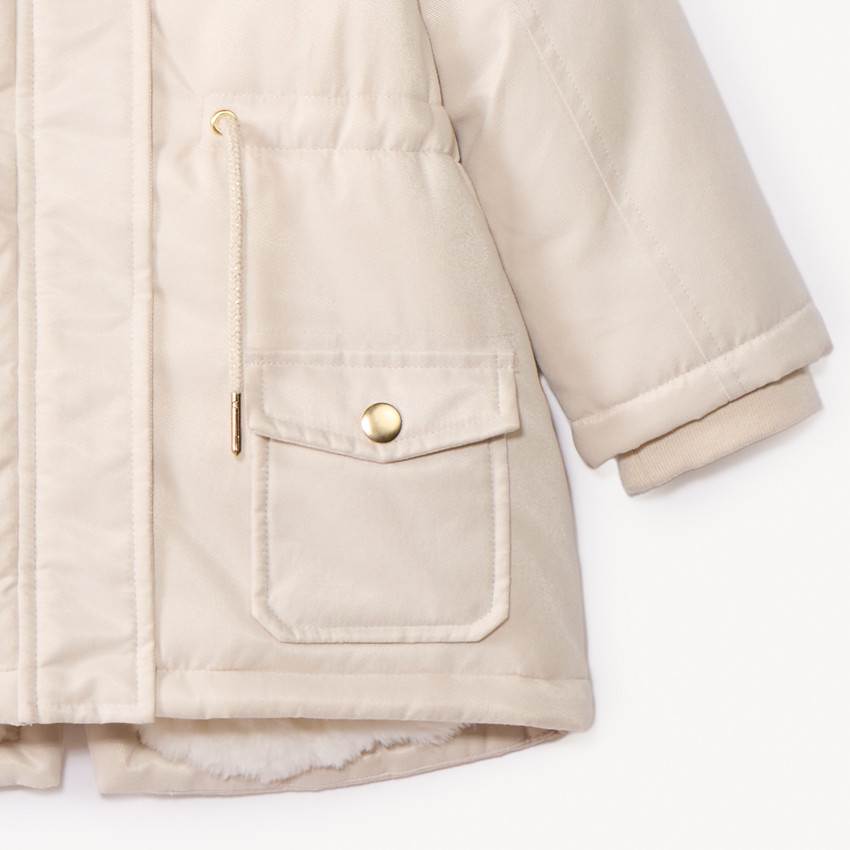 Parka para bebé niña especial frío intenso con capucha forrada en sherpa 
