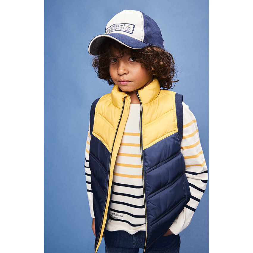 Camiseta marinera de punto grueso para niño con estampado de colocación 