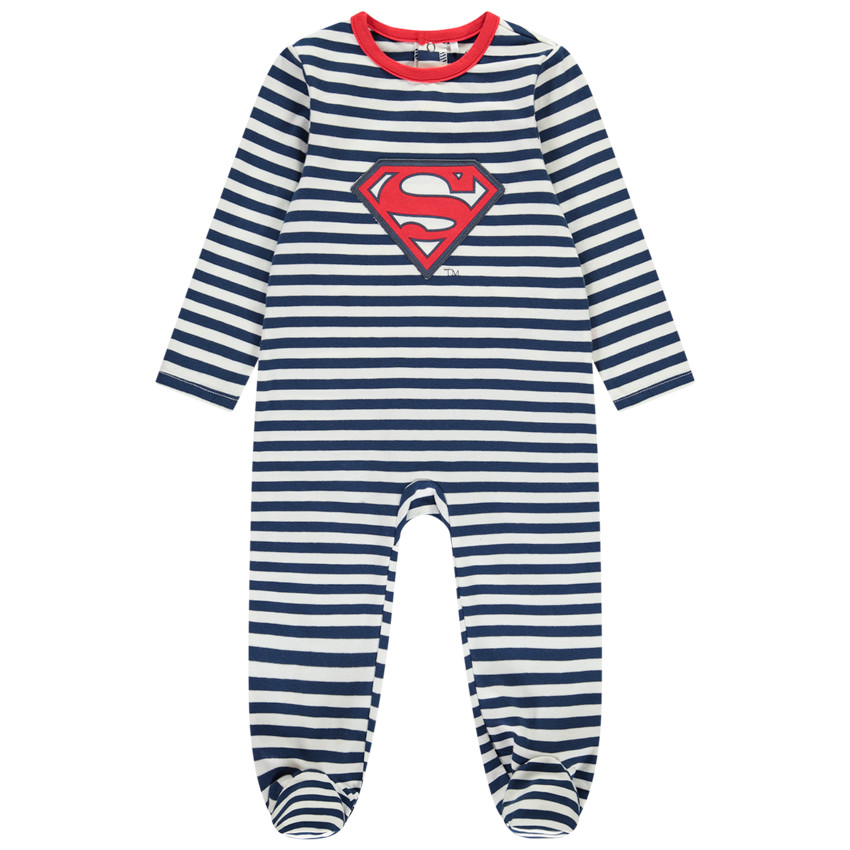 Pelele rayado Superman Warner para bebé niño con diferentes aperturas según la edad 