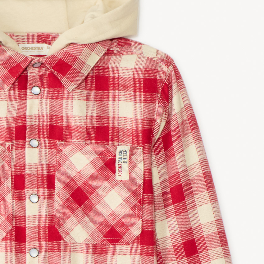 Camisa de cuadros con capucha para niña 