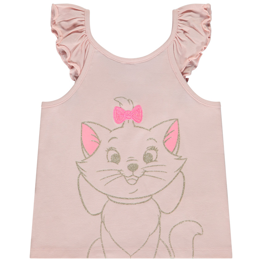 Camiseta sin mangas con volantes y estampado brillante de Marie Disney para bebé niña 