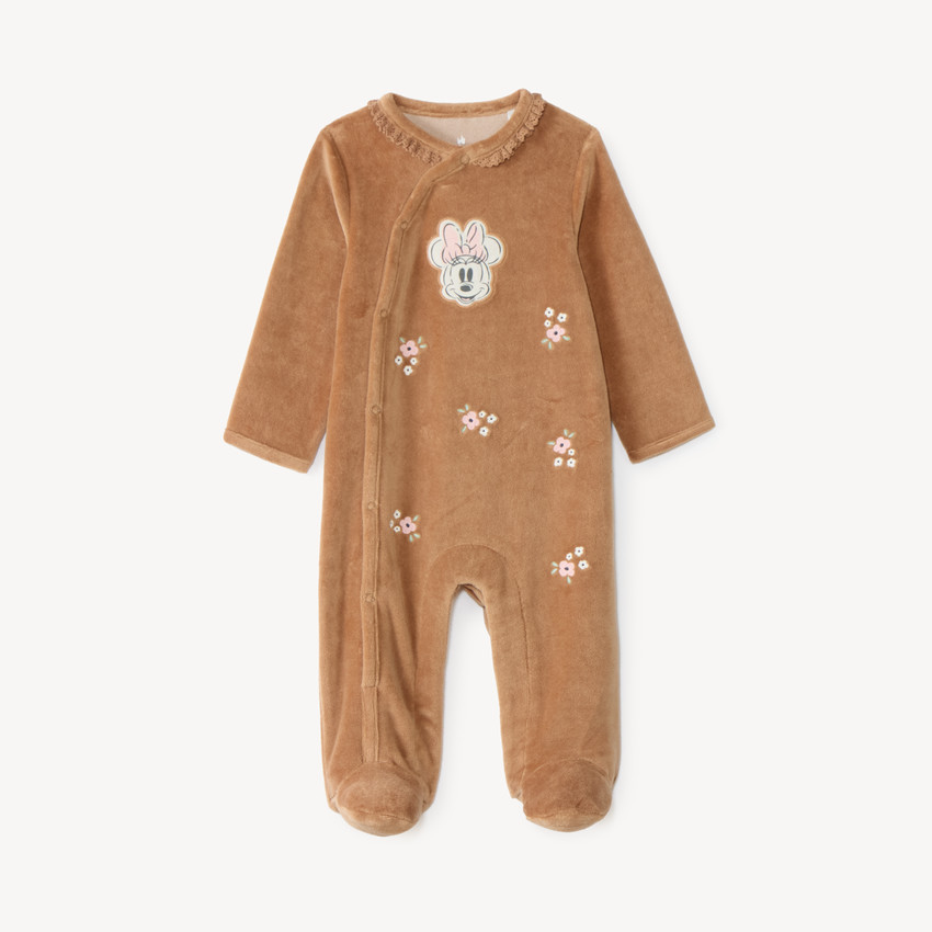 Pijama de terciopelo para bebé Minnie Disney con flores. 
