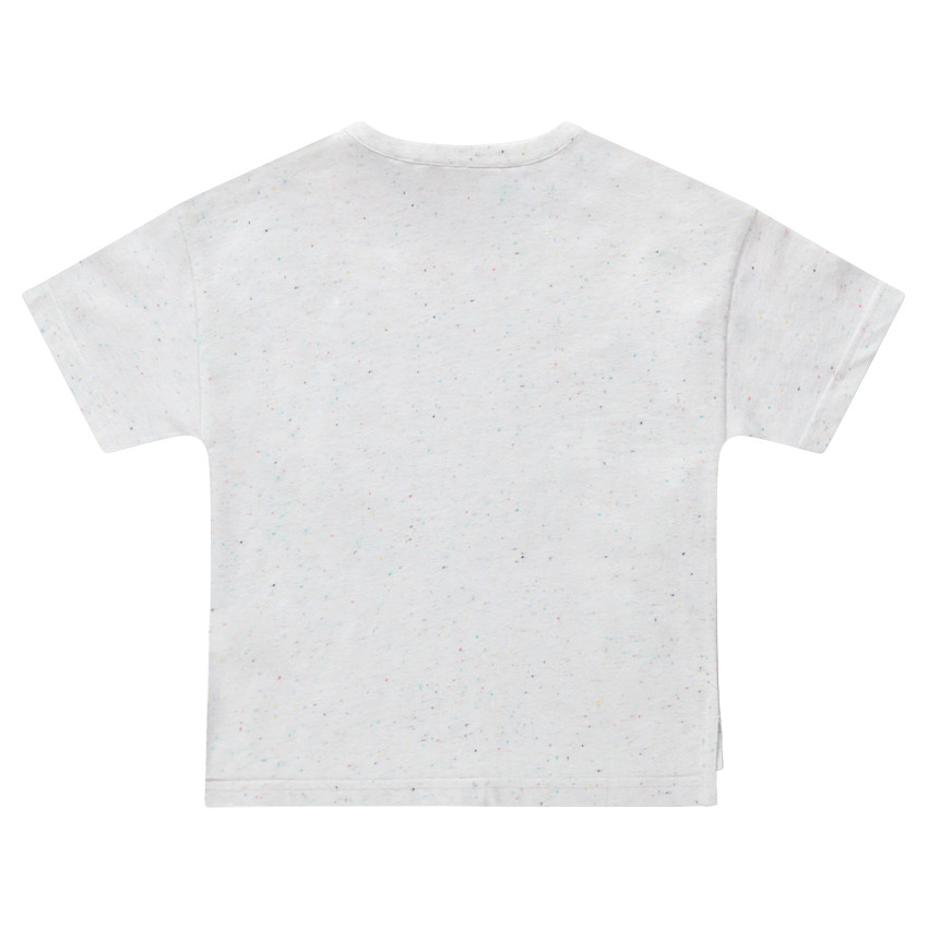 Camiseta de manga corta de punto jaspeado con tigre estampado 