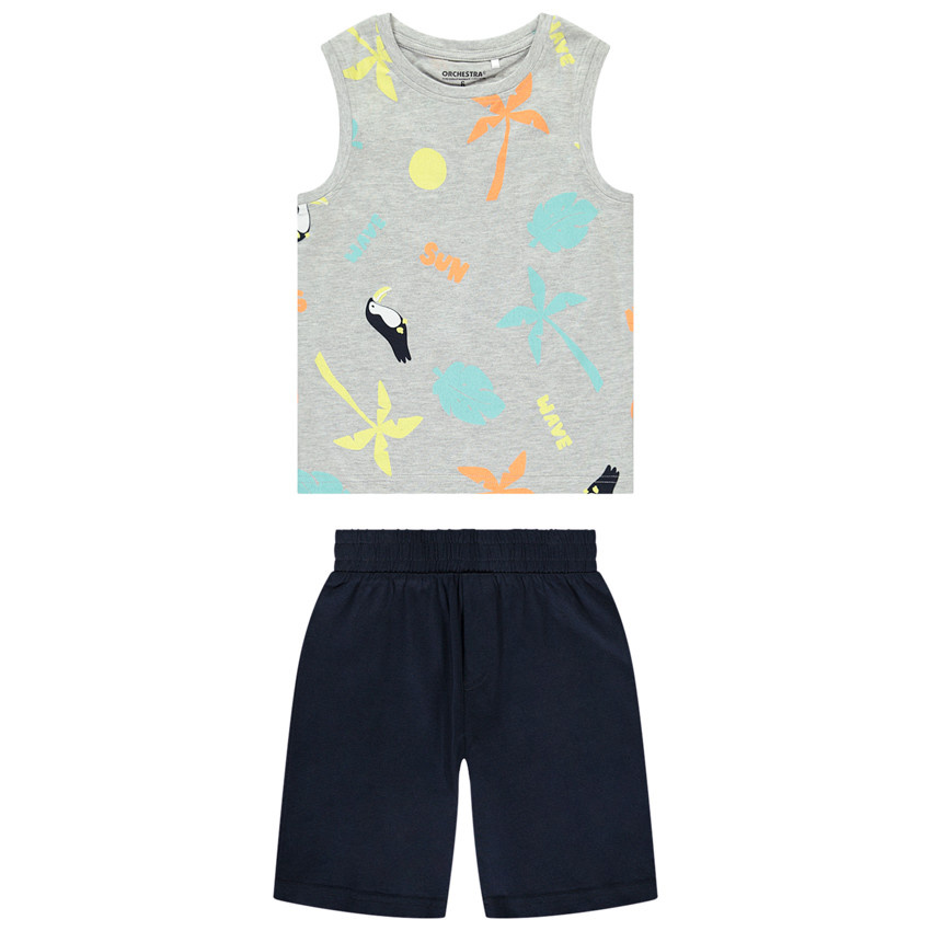 Conjunto de 2 piezas con camiseta sin mangas estampada para niño 