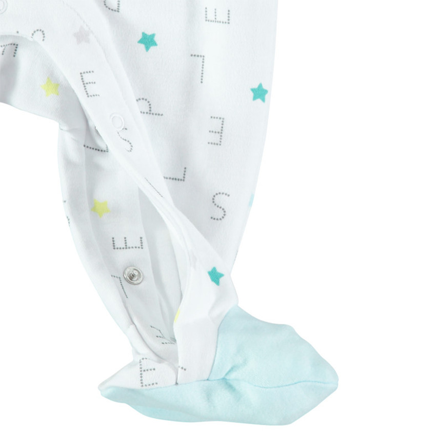 Pack de 2 peleles de algodón orgánico con estampado de nubes y letras 