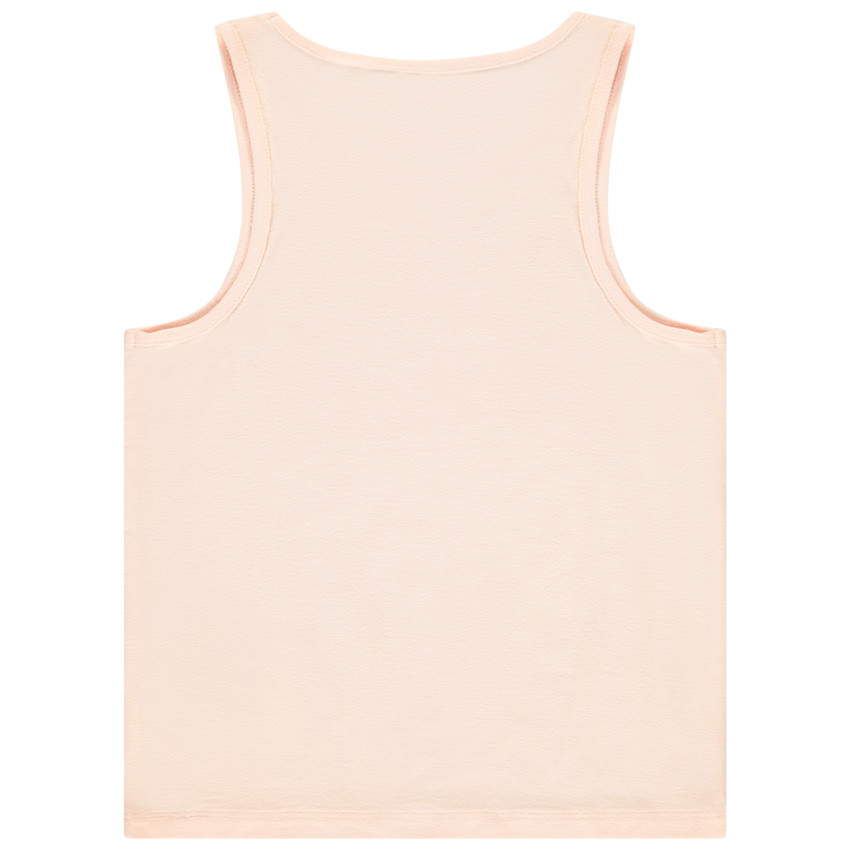 Camiseta sin mangas de punto slub estampada para niña 