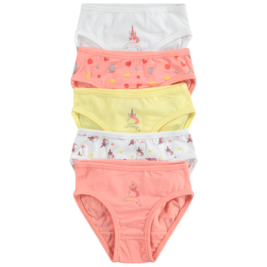 Juego de 5 braguitas de algodón con unicornios estampados  