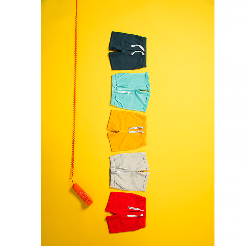 Bermudas de felpa lisa con cordones para bebé niño 