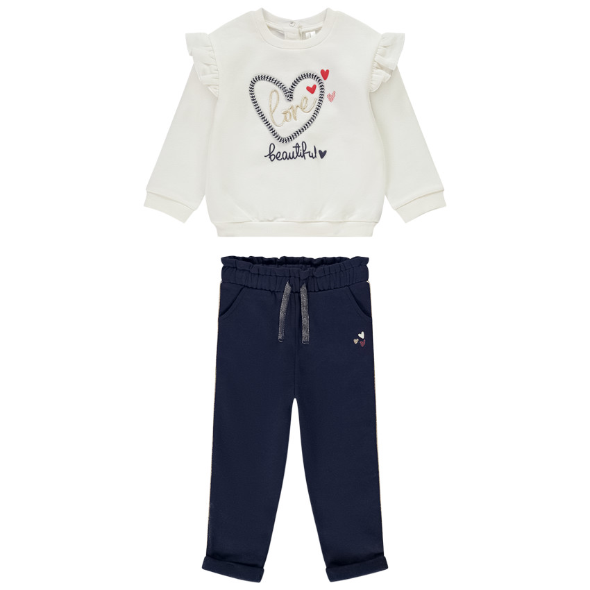 Ensemble 2 pièces sweat et jogging print coeurs pour bébé fille 