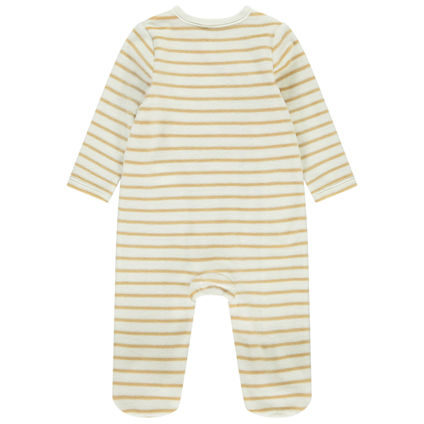 Pelele de terciopelo a rayas con parche de dragón para bebé niño 