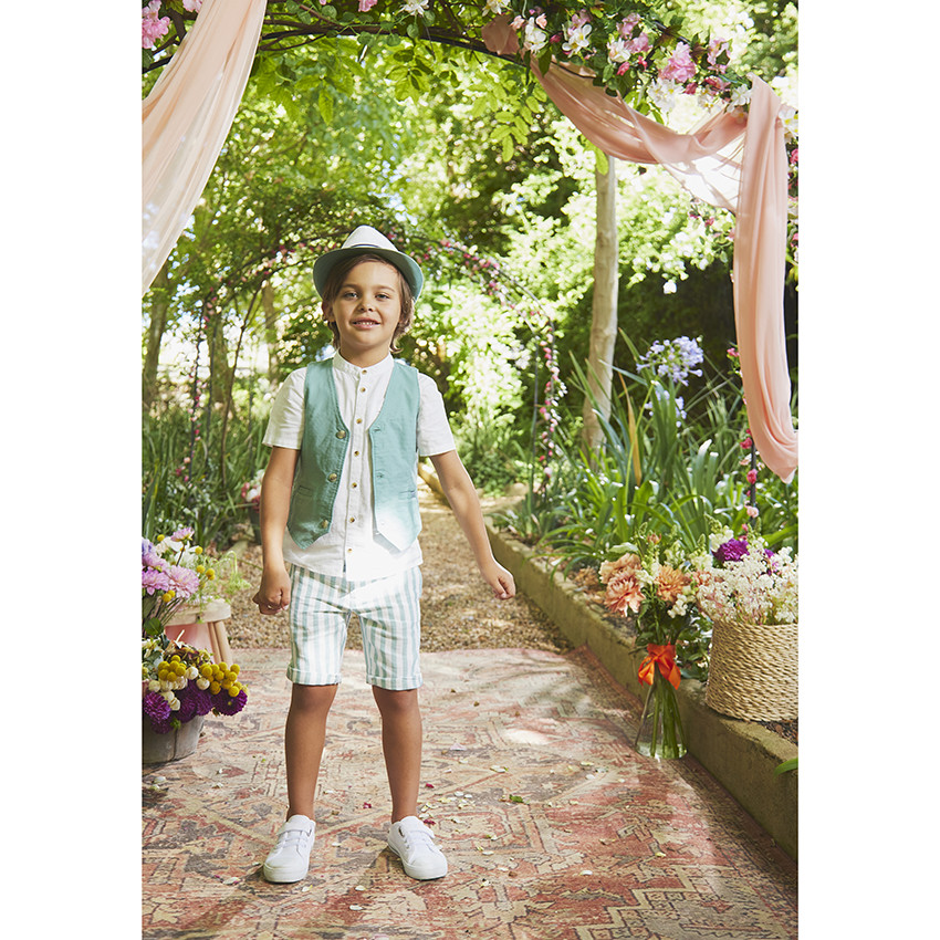 Bermudas de tela con rayas para niño 