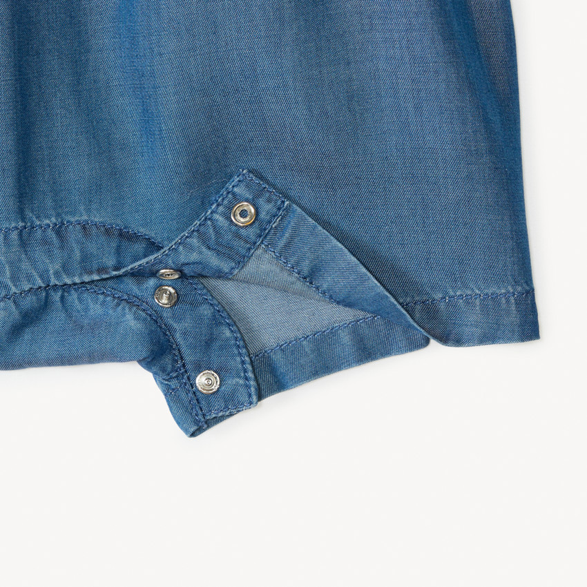 Monos corto + cofia de tencel bordada con flores para niña bebé 