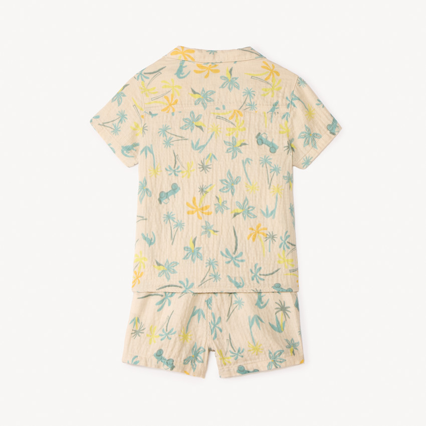 Ensemble 2 pièces chemise manches courtes + bermuda à motifs tropicaux pour bébé garçon 