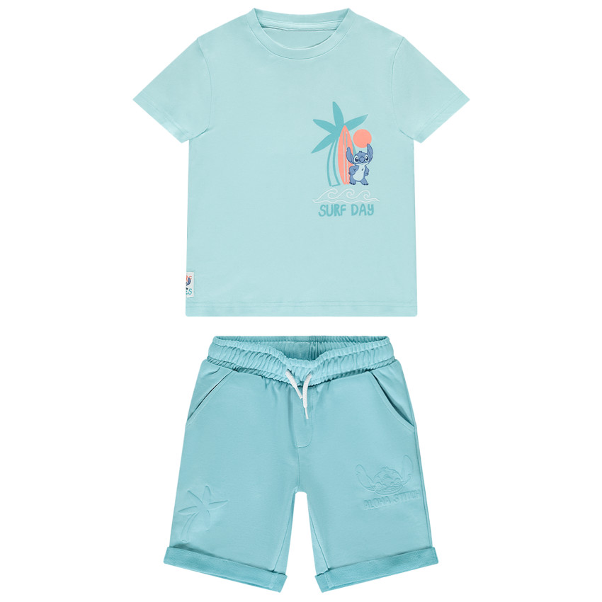 Conjunto camiseta + bermudas uni Stitch Disney para niño 
