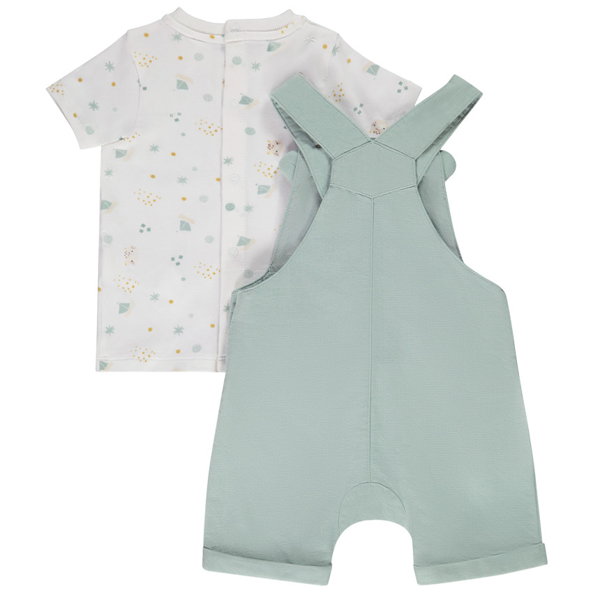 Ensemble 2 pièces avec salopette courte pour bébé garçon 