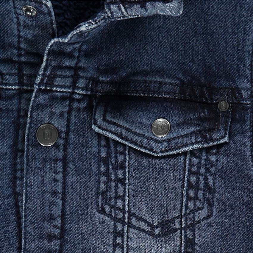 Chaqueta de felpa de efecto vaquero desgastado 