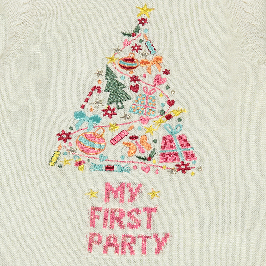 Jersey de punto con motivo de jacquard y bordados 