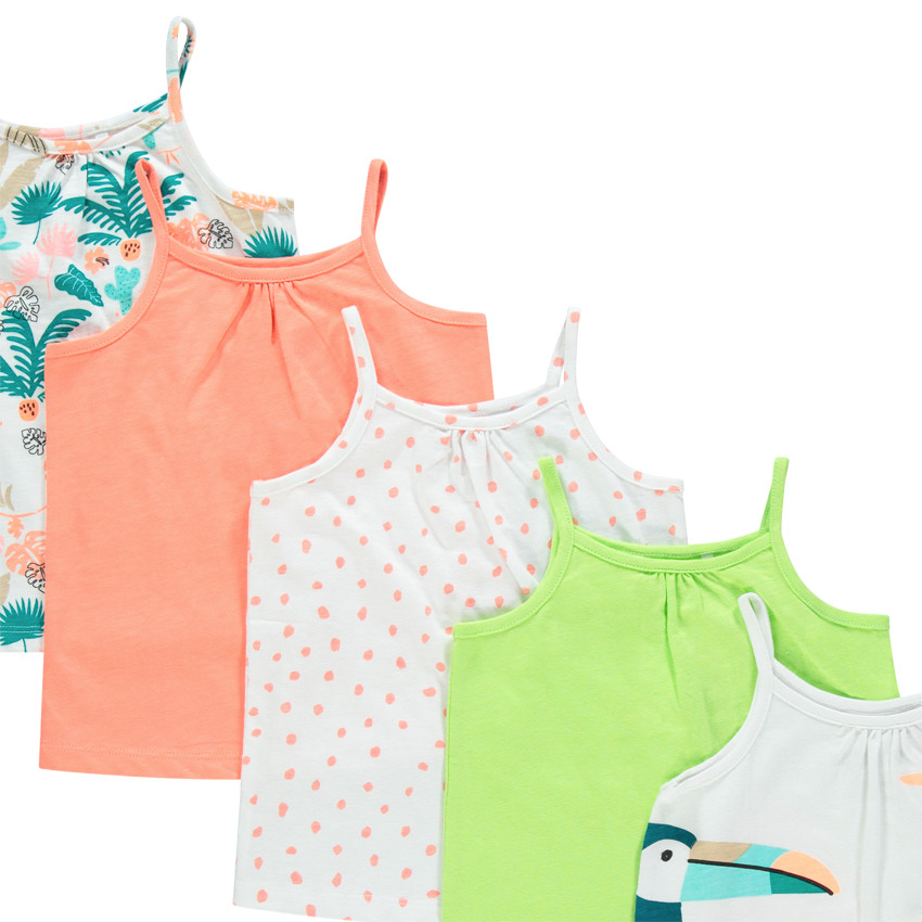 Lot de 5 débardeurs à fines bretelles pour bébé fille 
