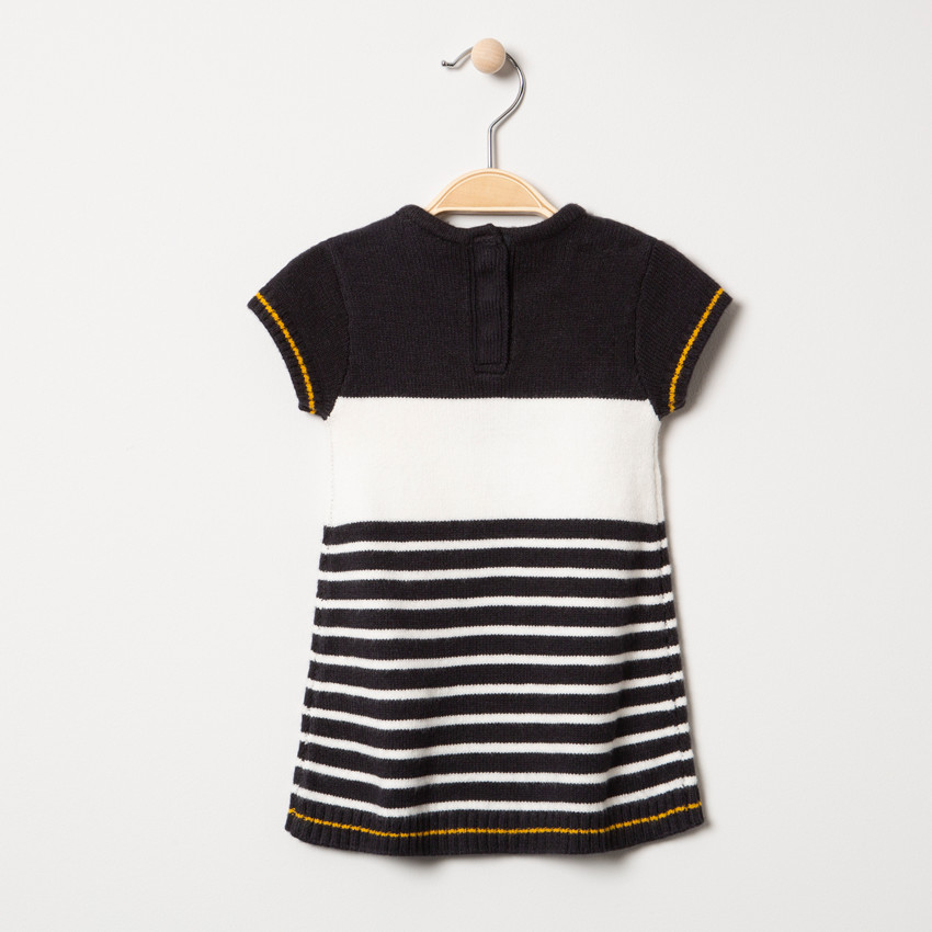 Vestido de manga corta de punto con ratoncito de jacquard y lazo  Additional Vestido de manga corta de punto con ratoncito de jacquard y lazo