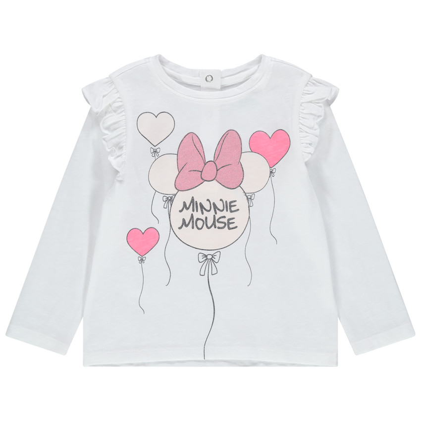 T-shirt manches longues en coton bio print Minnie Disney à paillettes 