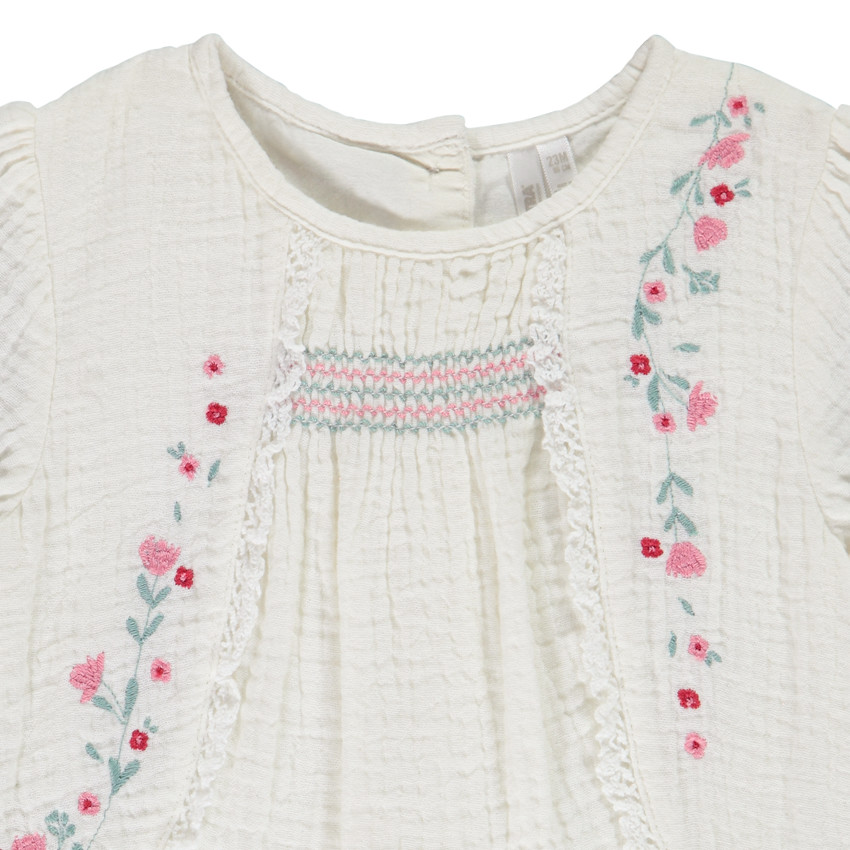 Conjunto túnica 2 piezas en doble gasa de algodón fantasía para bebé niña 