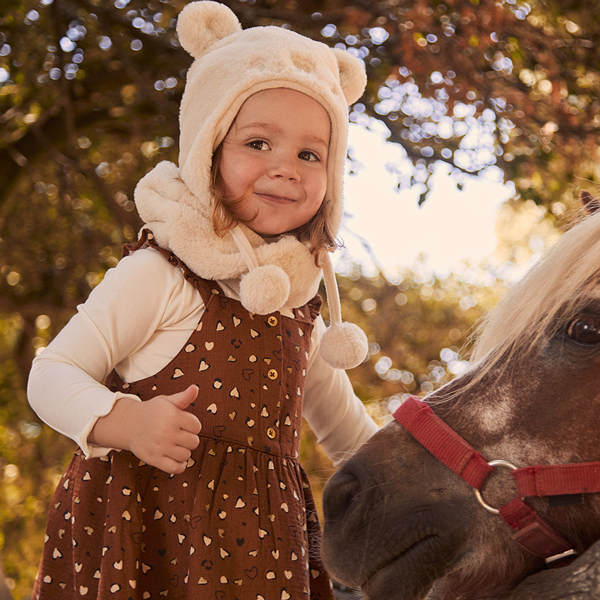Conjunto de gorro, cuello tubular y manoplas de sherpa para bebé niña 