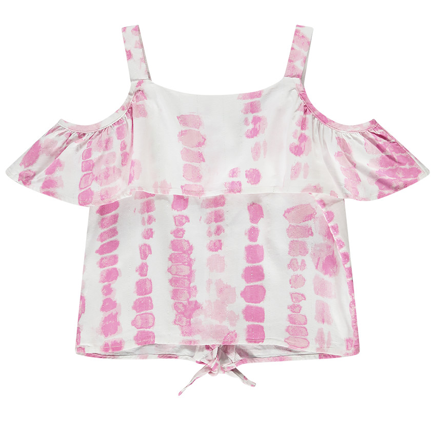 Camisa de manga corta con hombros al descubierto para niña 