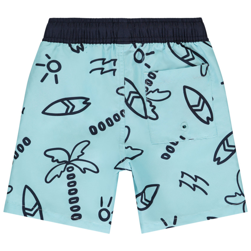 Bañador largo estampado de surf y palmeras para niño 