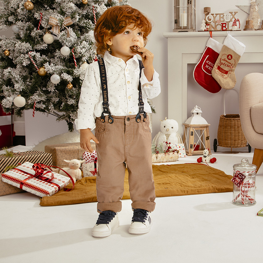 Pantalon en toile à bretelles ajustables amovibles 