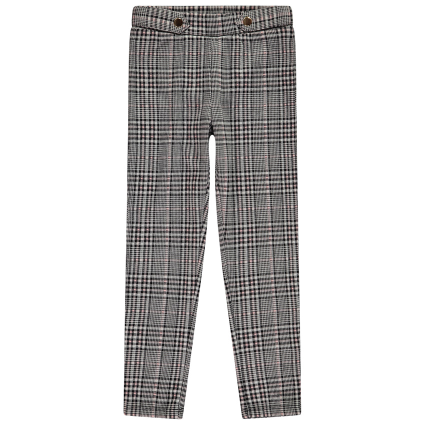 Leggings de milano a cuadros con detalles decorativos niña 