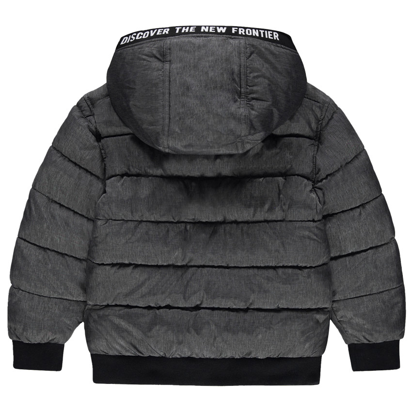 Plumífero acolchado jaspeado con forro micropolar para niño. 