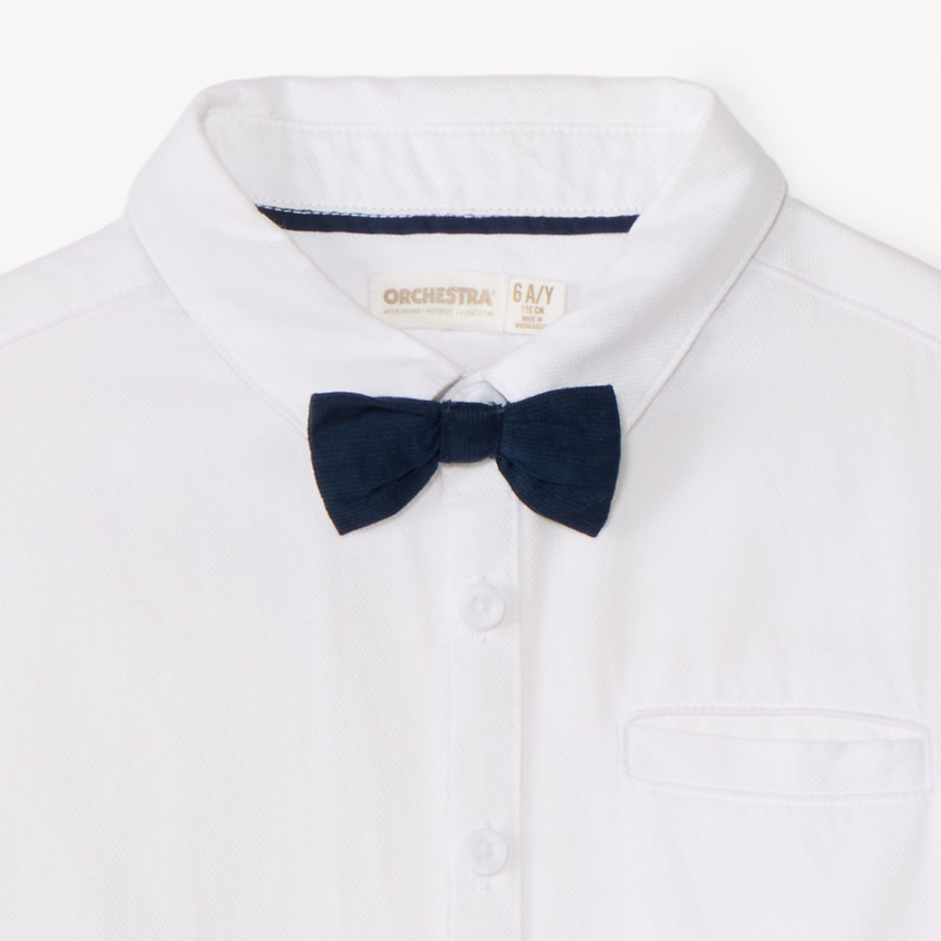 Camisa de ceremonia de manga corta + pajarita para niño 