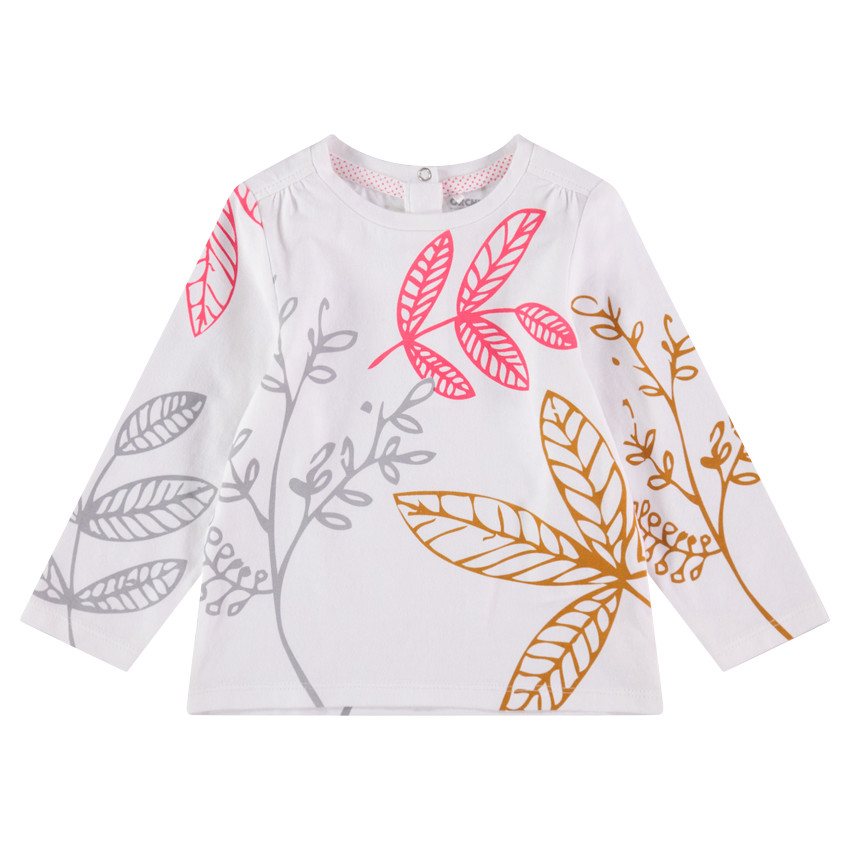 Camiseta de manga larga con estampado vegetal que contrasta 