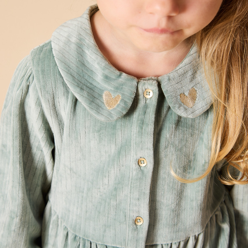 Ropa de terciopelo acanalado con volantes y mangas largas para bebé niña 