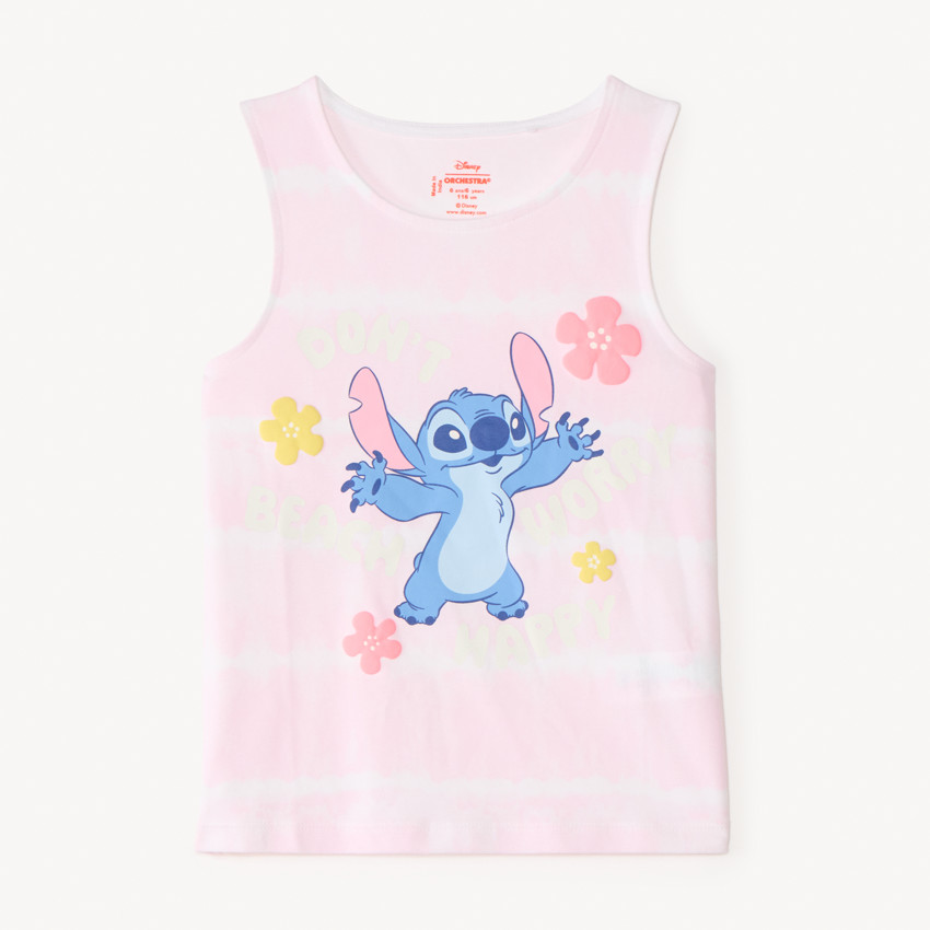 Camiseta sin mangas con estampado tie dye de Stitch de Disney para niña 