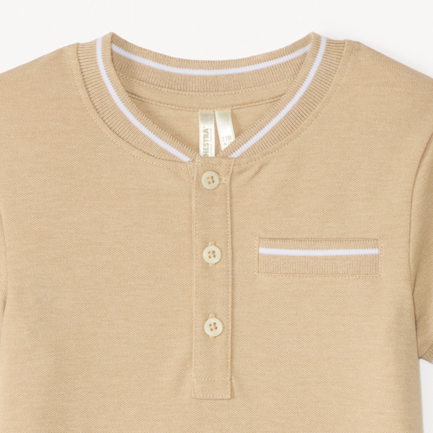 Polo de manga corta con cuello teddy para bebé niño 