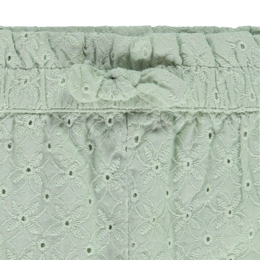 Short liso en bordado inglés para bebé niña 