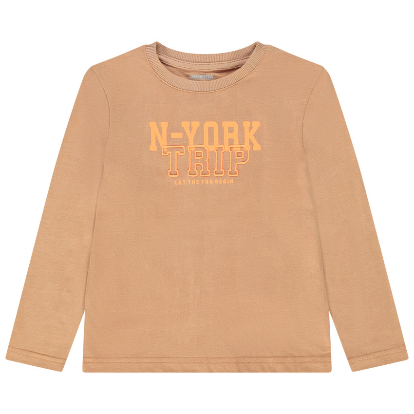 Camiseta de manga larga de jersey con estampado y bordado para niño 