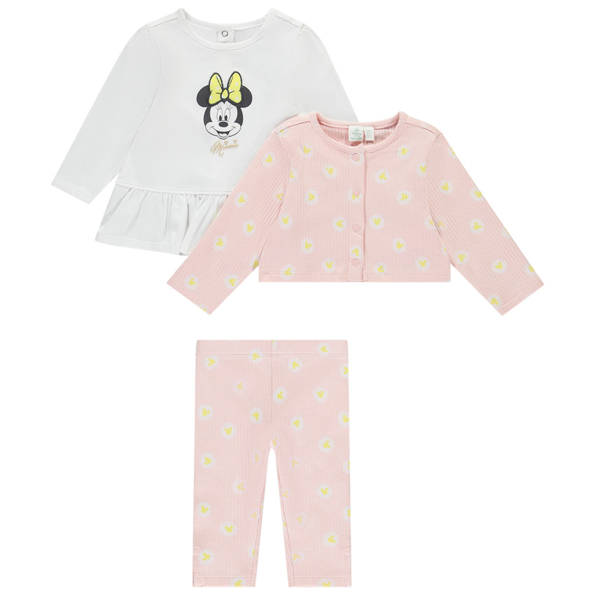 Conjunto 3 piezas con blusa Minnie Disney para bebé niña 