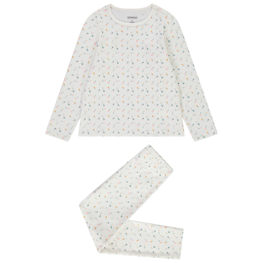 Pijama de 2 piezas en punto con estampado floral para niña 