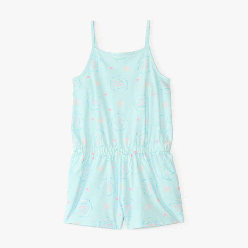 Peto corto de jersey con estampado fantasía para niña. 