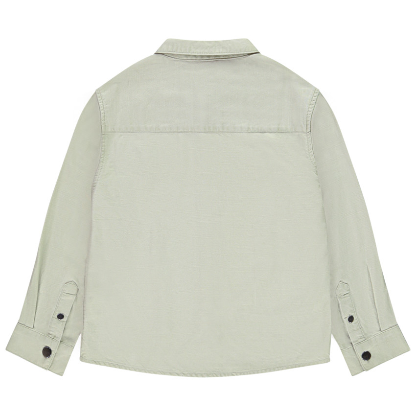 Camisa de manga larga lisa en tela con bolsillos para niño 
