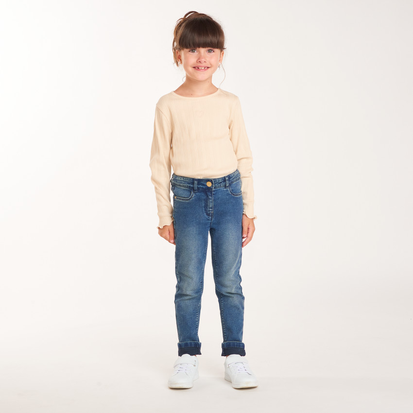 Vaqueros slim en denim efecto lavado niña 