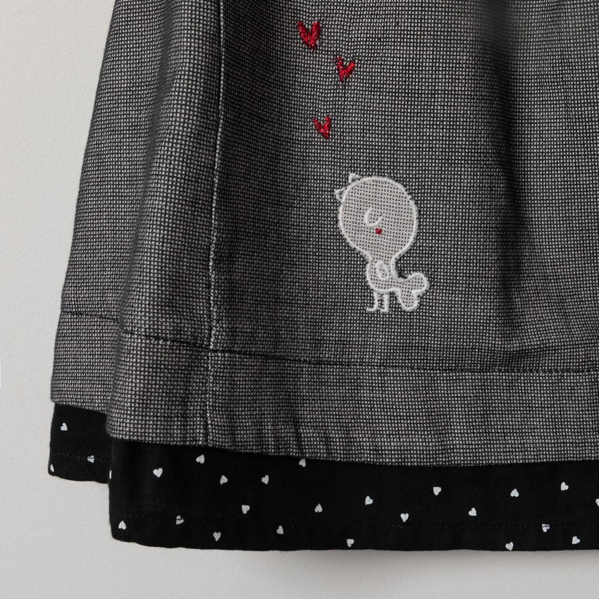 Robe manches courtes volantées broderies oiseau 