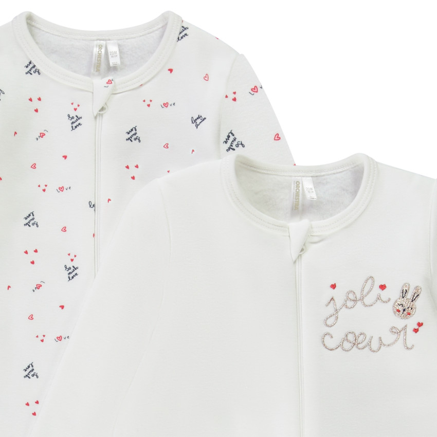 Lote de 2 peleles con cremallera para bebé niña 