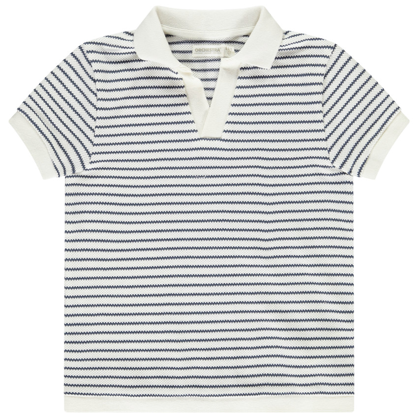 Polo de manga corta con cuello en V y rayas para niño 