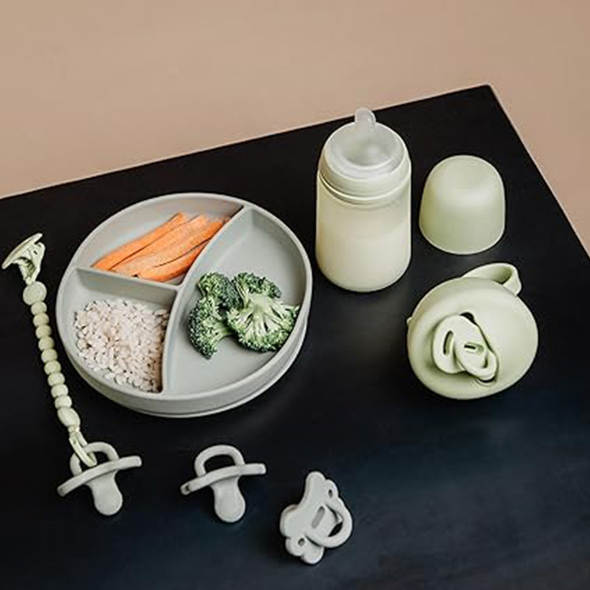 Plato aprendizaje de silicona con divisiones y ventosa Colour Essence rose 