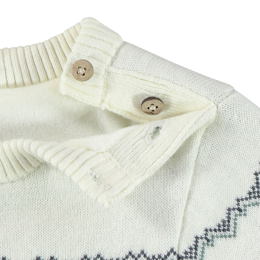 Pull de punto jacquard forrado de terciopelo para bebé niño 