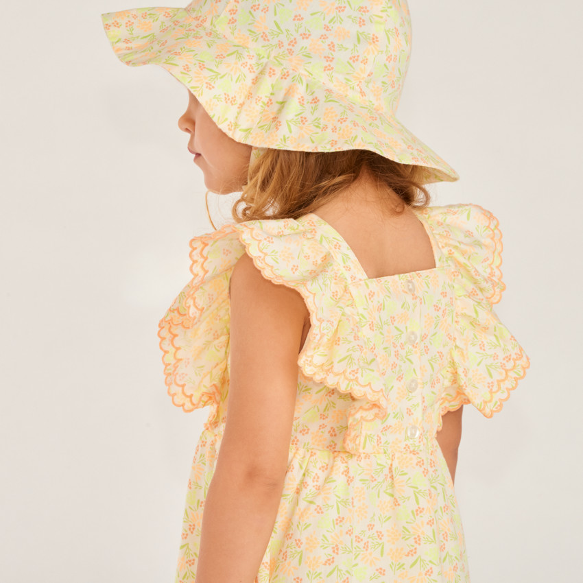 Conjunto de 2 piezas vestido + gorro de flor para bebé niña 